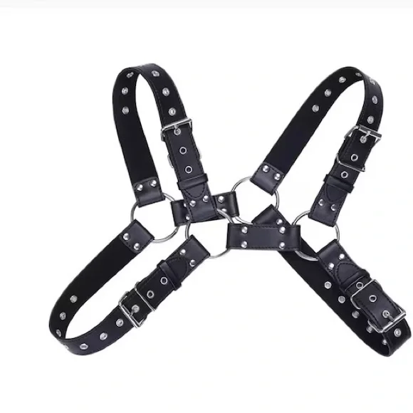 Mens Leather H Bulldog Chest Harness, 4 Straps Harness BDSM For Men - Picture 6 of 6